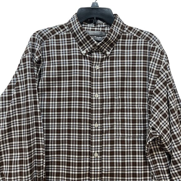 Daniel Cremieux Signature Collection Men Long Sleeve Shirt XL Brown White Plaid - Picture 3 of 10